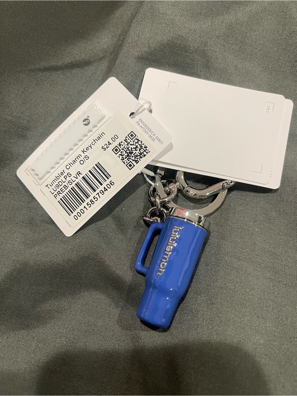 Lululemon Tumbler Charm Keychain in president Blue